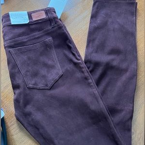 NWT Joie Suede Maroon Leather Jeans